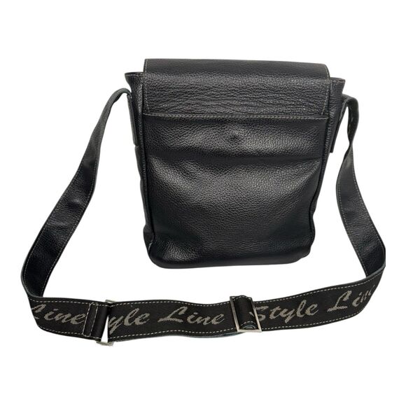 Style Line Men's Genuine Leather Cross Body Shoulder Messenger Bag Black 11"x10" - Picture 3 of 7